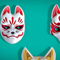 Colorful Cat Masks With Various Designs On Teal Background For Home Decor