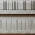 Modern Metal Railings With Vertical Bars On Concrete Base Double Layer Design