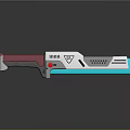 Futuristic Sci Fi Weapon With Red Handle White Blue Body And Modern Design