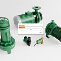 Green Industrial Pumps Including Various Types And Components For Industrial Use