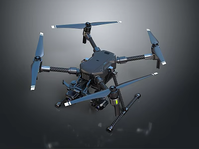 Advanced Professional Drone With Sturdy Frame Multiple Propellers And Camera Gear 3d model