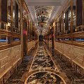 KTV Luxurious Hallway Interior With Marble Flooring Mirrored Walls And Golden Decorations