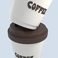 Art Installation Featuring Stacked Tilted Coffee Cups With White Body Brown Lids And Coffee Text