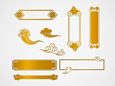 Golden Decorative Carved Frames With Cloud Patterns And Ornate Borders 3d model