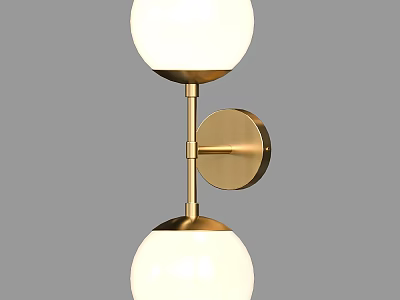 Modern Wall Lamp With Two White Spherical Shades And Golden Metal Frame 3d model