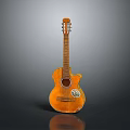 Vintage Acoustic Guitar With Classic Wooden Body And Decorative Badge