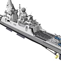 Modern Naval Warship With Advanced Radar System Gray Hull And Weapon Systems 3d model