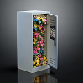 Modern White Entryway Side Cabinet With Open Door And Colorful Flowers Storage Design