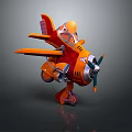 Cartoon Orange Airplane Model With 3D Design Propeller Wings And Wheels 3d model