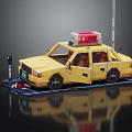 Yellow Police Car Doll With Open Door Roof Siren Parking Meter On Black Platform