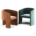 Brown And Green Velvet Leisure Chair With Modern Minimalist Design And Comfortable Armrests