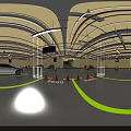 Well Lit Parking Garage With Parked Cars Directional Arrows Orange Cones And Pillars