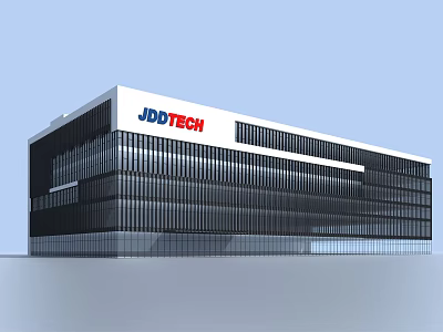 Modern Industrial Factory Building JDDTECH With Glass Curtain Walls And Striped Exterior 3d model