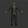 3D Character Model In Green Formal Suit With Outstretched Arms Standing Pose