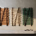 Modern Textured Wall Decor with Brown Beige Green Panels Hanging on Wall