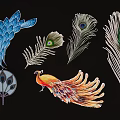 Peacock Feather Decorative Pendant Ornaments With Blue And Colorful Feather Designs
