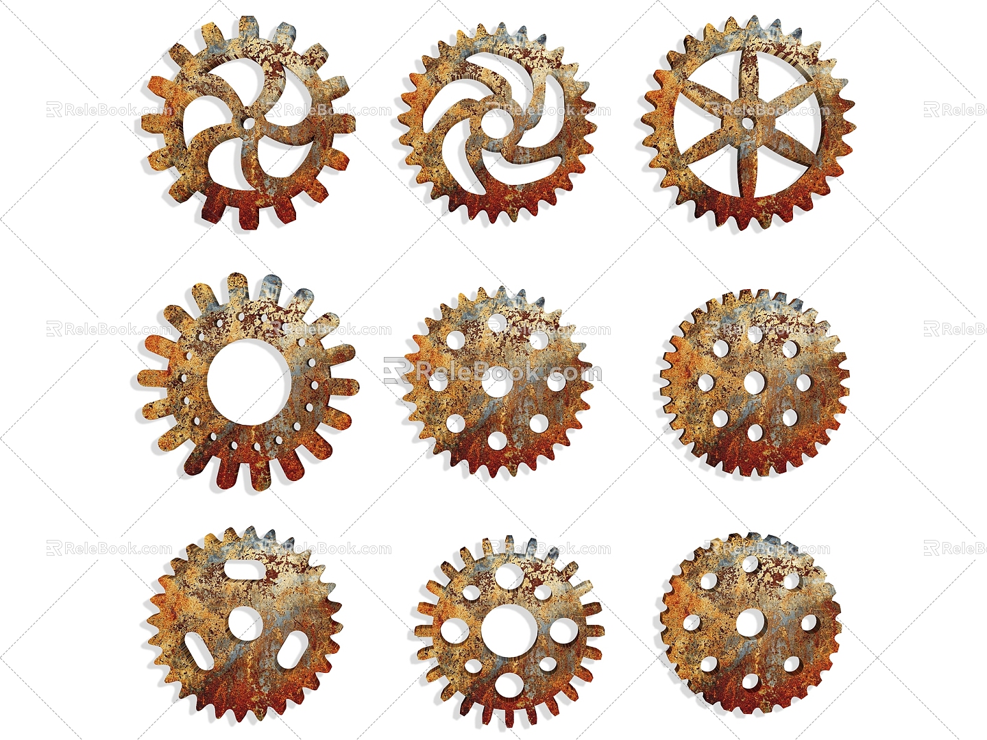 Industrial wind technology gear pinion mechanical metal gear hardware mechanical parts industrial pendant 3d model