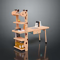Giraffe Shaped Wooden Children's Desk With Bookshelf Storage And Study Books