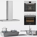 Sleek Modern Kitchen Appliances With Stainless Steel Range Hood Ovens And Refrigerator