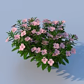 Fresh Pink Small Flowers With Green Leaves On Light Blue Background Arrangement