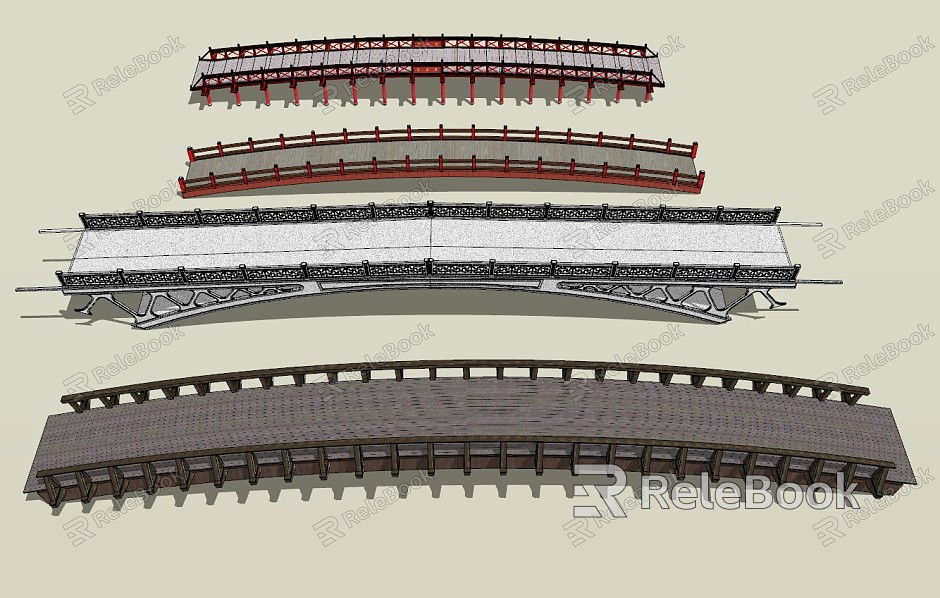 Chinese-style bridge, gallery bridge, arch bridge model