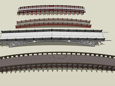 Chinese-style bridge, gallery bridge, arch bridge model