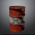 Industrial Red Oil Barrel With BITMAP Label And Rustic Metal Surface