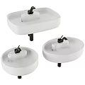 White Square And Round Bathroom Sinks With Black Faucets Design 3d model