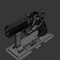 Detailed Toy Gun Display Stand With Sturdy Base And Modern Design