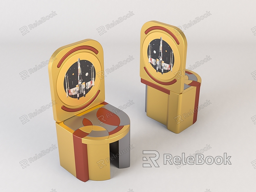 Modern children's cartoon wooden stool model