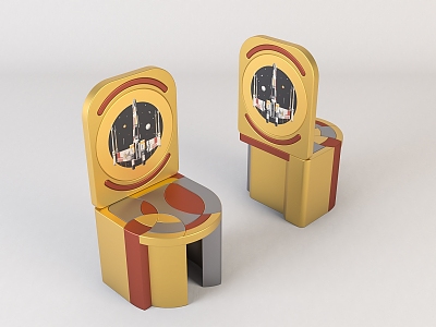 Modern children's cartoon wooden stool 3d model