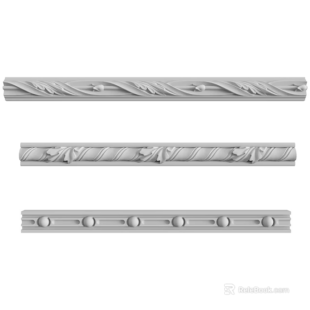 Ornamental Architectural Trim Components With Leaf Scroll And Bead Designs 3d model 