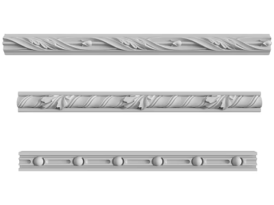 Ornamental Architectural Trim Components With Leaf Scroll And Bead Designs 3d model
