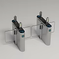 Modern Public Access Control Turnstile With Glass Barriers And Digital Screens