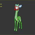 Cute Yellow Giraffe Toy With Orange Spots Red Eyes And Pink Horns