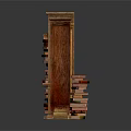 Vintage Wooden Bookcase And Glass Door Cabinet With Stacked Books