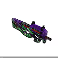 Custom Painted Tactical Weapon Featuring Purple Green Cracked Pattern and Red Accents 3d model