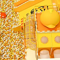 Yellow Duck Themed Amusement Play Equipment With Slide Ball Pit And Colorful Balls