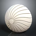 White Decorative Sphere with Intricate Radial Lines Pattern on Dark Background Surface 3d model