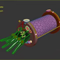 Character And Creature Themed Mechanical Art With Pink Honeycomb Octopus Tentacles And Golden Accents