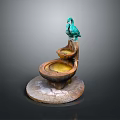 Decorative Peacock Shaped Fountain With Two Tiered Design And Circular Base