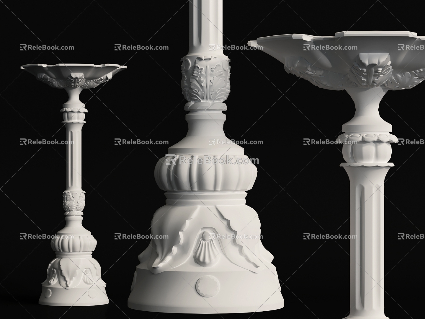 European-style carved column component 3d model