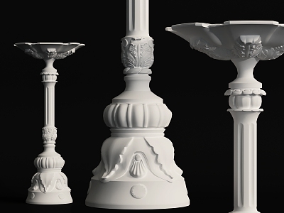 European-style carved column component 3d model