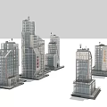Modern Office Buildings Architectural Design With High Rise Structures And Glass Facades