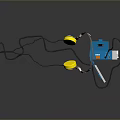 Vintage Computer Audio Player In Blue Silver With Yellow Headphones And Cable
