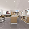 Modern Specialty Store Interior With Wooden Shelves Product Displays And Bright Lighting