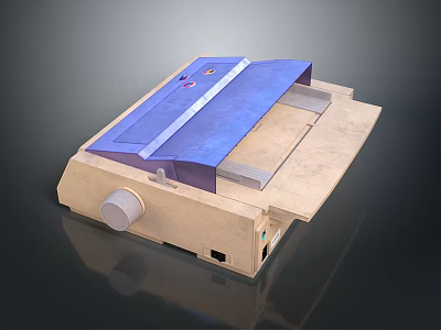 Modern Computer Device With Blue Top Beige Base And Side Connection Ports 3d model