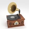 Retro Music Box Phonograph Player Horn 3d model