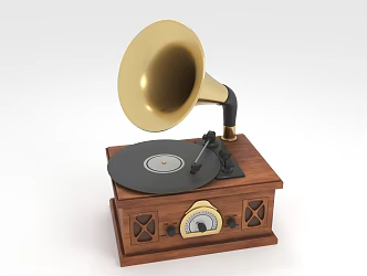 Retro Music Box Phonograph Player Horn 3d model