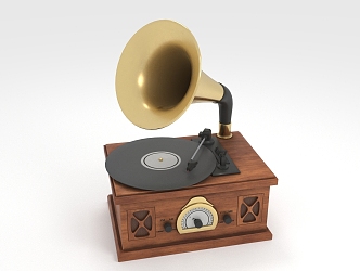 Retro Music Box Phonograph Player Horn 3d model